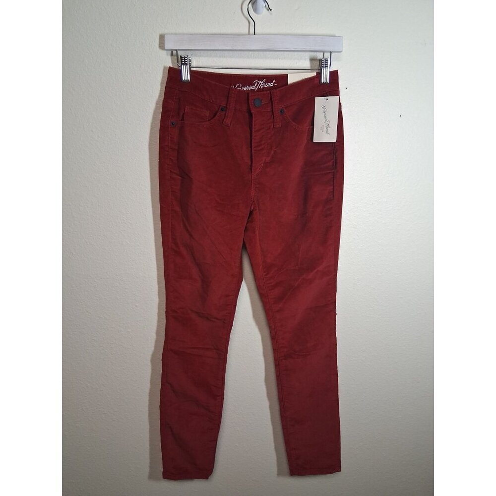 NWT Universal Thread Red Velvet Pants High Rise Skinny Size 2/26 Regular
